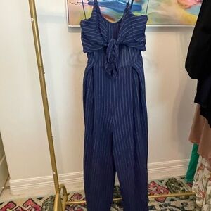 Flying Tomato Navy Striped Jumpsuit Large